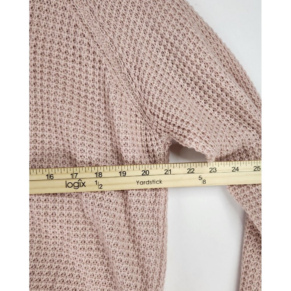 Full Circle Trends Sweater Womens XL Pink Cropped Preppy Cinched Waffle Knit Top - Picture 12 of 13